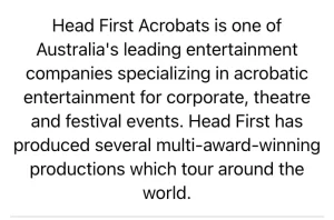20m Dome.Headfirst Acrobats.